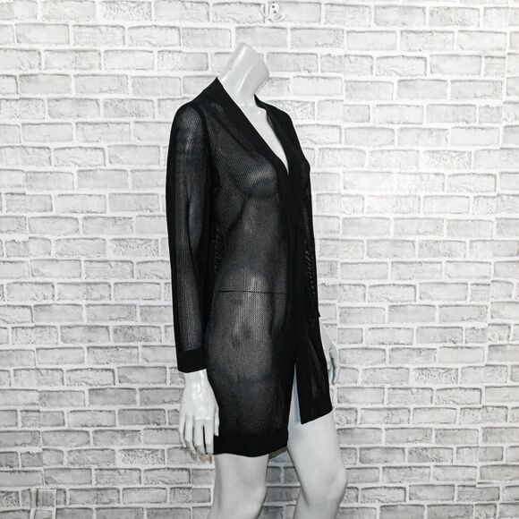 Exclusively MISOOK Women's Black Mesh Long Cardigan Jacket top Size Small - Picture 4 of 10